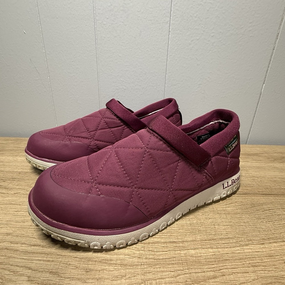 L.L. Bean Quilted Ultralight Primaloft Waterproof Slip-On Shoes Berry Size‎ 6